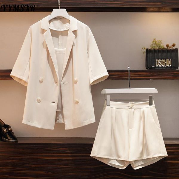 women's two piece pants summer plus size 2021 temperament double-breasted short-sleeved jacket + casual shorts suspenders three-piece s, White
women's two piece pants summer plus size 2021 temperament double-breasted short-sleeved jacket + casual shorts suspenders three-piece s, White