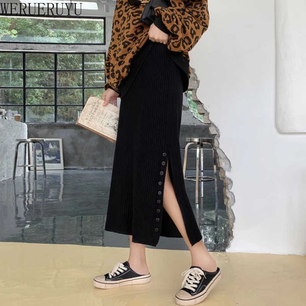 werueruyu autumn winter skirt women stretchable split skirt mid calf slim pencil skirts for women female knit skirt 210608, Black
werueruyu autumn winter skirt women stretchable split skirt mid calf slim pencil skirts for women female knit skirt 210608, Black