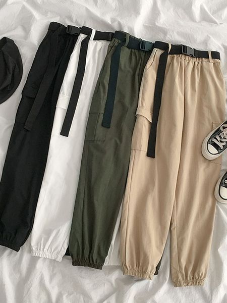 women's pants & capris casaul women spring autumn high qaist cargo with belts harajuku woman clothes pantalon pour femme new wpy30, Black;white
women's pants & capris casaul women spring autumn high qaist cargo with belts harajuku woman clothes pantalon pour femme new wpy30, Black;white