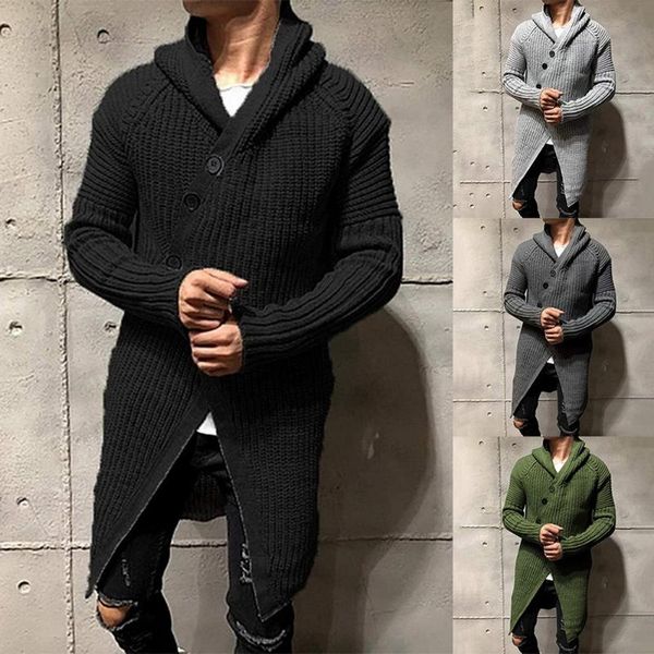 men's sweaters cardigan hooded fashion male long men solid casual knit coat 2021, White;black
men's sweaters cardigan hooded fashion male long men solid casual knit coat 2021, White;black