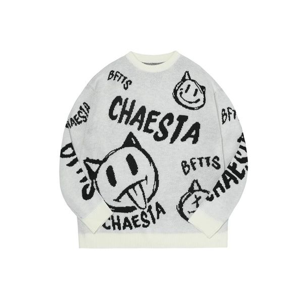 women's sweaters harajuku style cute cartoon letter jacquard neutral loose retro thick knitted sweater oversized outerwear pullover jac, White;black
women's sweaters harajuku style cute cartoon letter jacquard neutral loose retro thick knitted sweater oversized outerwear pullover jac, White;black