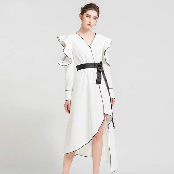 casual dresses runway designer dress maxi long irregular backless v-neck patchwork sash 2021 summer female party ruffle sleeve vestido, Black;gray
casual dresses runway designer dress maxi long irregular backless v-neck patchwork sash 2021 summer female party ruffle sleeve vestido, Black;gray