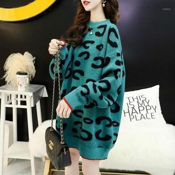 women's leopard knitted sweater winter animal print thick long sleeve female pullovers casual y288 sweaters, White;black
women's leopard knitted sweater winter animal print thick long sleeve female pullovers casual y288 sweaters, White;black