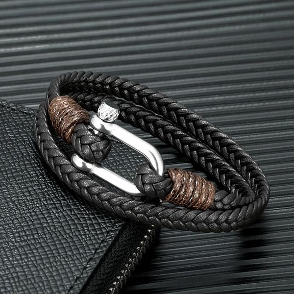 charm bracelets black shackle double strand leather rope bracelet with stainless steel bolt clasp men women nautical jewellery, Golden;silver
charm bracelets black shackle double strand leather rope bracelet with stainless steel bolt clasp men women nautical jewellery, Golden;silver