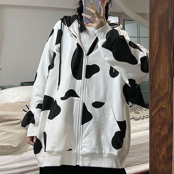 women's jackets 2021 autumn hooded sweater women korean cardigan jacket female niche design cow pattern zipper student e-gril y2k, Black;brown
women's jackets 2021 autumn hooded sweater women korean cardigan jacket female niche design cow pattern zipper student e-gril y2k, Black;brown