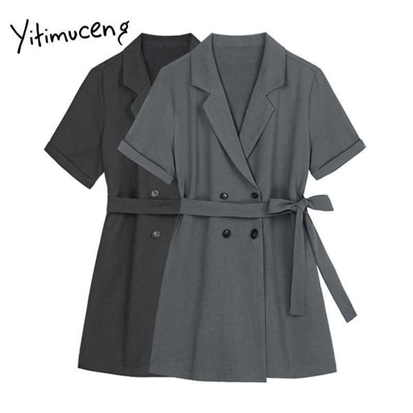 yitimuceng sashes dress women solid summer detachable cap short sleeve high waist double breasted clothes preppy style 210601, Black;gray
yitimuceng sashes dress women solid summer detachable cap short sleeve high waist double breasted clothes preppy style 210601, Black;gray
