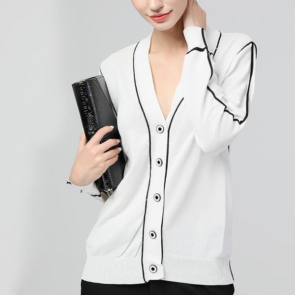 women's sweaters spring thin cardigan women 2021 hit color white black v neck long sleeve slim open stitch sweater knitted outwear muje
women's sweaters spring thin cardigan women 2021 hit color white black v neck long sleeve slim open stitch sweater knitted outwear muje