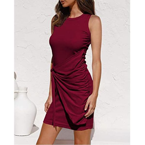 casual dresses summer women's solid color simple round neck pleated bow belt slim commuter daily sleeveless irregular mini dress, Black;gray
casual dresses summer women's solid color simple round neck pleated bow belt slim commuter daily sleeveless irregular mini dress, Black;gray