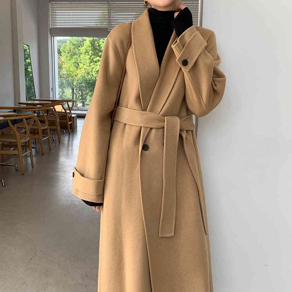 women's trench coats women minimalist long woolen coat with belt full sleeve loose warm korean ladies overcoat casual outerwear au, Tan;black
women's trench coats women minimalist long woolen coat with belt full sleeve loose warm korean ladies overcoat casual outerwear au, Tan;black