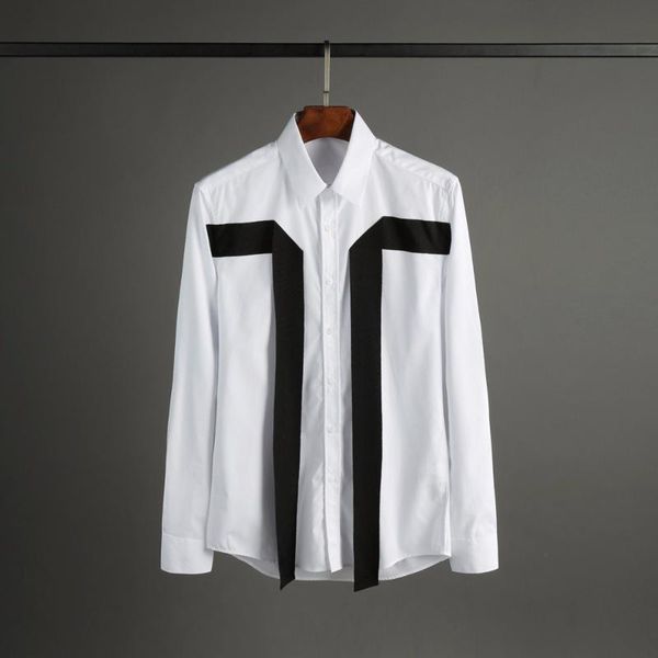 s-6xl 2021 men's clothing hair stylist gd fashion street ribbon weaving stitching shirt coat plus size costumes casual shirts, White;black
s-6xl 2021 men's clothing hair stylist gd fashion street ribbon weaving stitching shirt coat plus size costumes casual shirts, White;black