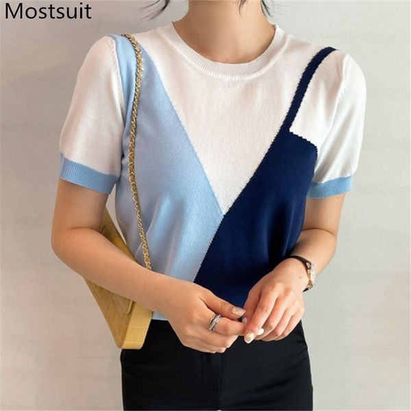summer korean color-blocked knitwear pullover women short sleeve o-neck fashion vintage jumpers femme 210514, White;black
summer korean color-blocked knitwear pullover women short sleeve o-neck fashion vintage jumpers femme 210514, White;black