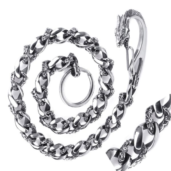 316l stainless steel mens biker belts vintage dragon head clasp wallet key chains hip hop trousers jeans chains chains for pants, Silver
316l stainless steel mens biker belts vintage dragon head clasp wallet key chains hip hop trousers jeans chains chains for pants, Silver