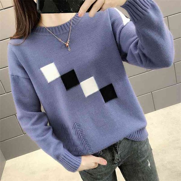 plaid round neck color matching loose bottoming sweater female long sleeve lazy wind knitted women spring 210427, White;black
plaid round neck color matching loose bottoming sweater female long sleeve lazy wind knitted women spring 210427, White;black