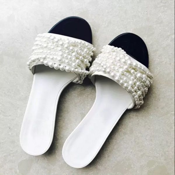 slippers summer leather pearls women solid slip on woman cozy flats sandals string beads luxury sandalias mujer y2eg, Black
slippers summer leather pearls women solid slip on woman cozy flats sandals string beads luxury sandalias mujer y2eg, Black