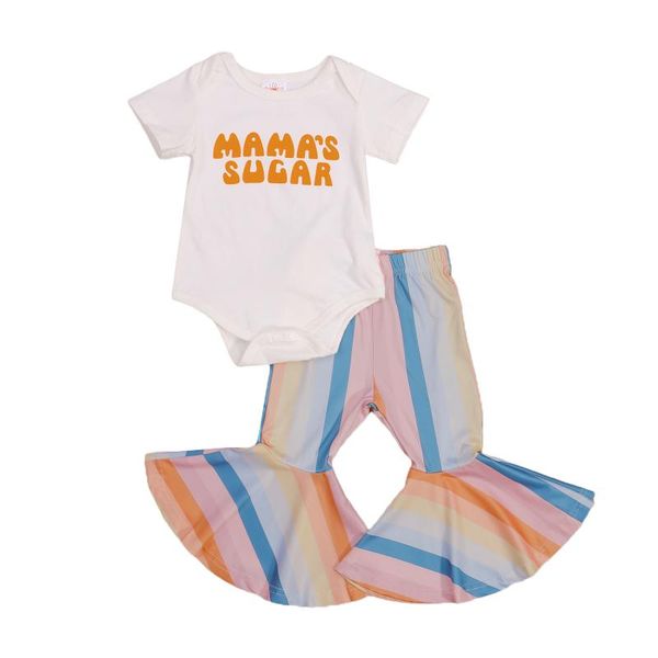 clothing sets 0-24m kid's summer baby girls clothes letter short sleeve romper colorful striped flare pants, White
clothing sets 0-24m kid's summer baby girls clothes letter short sleeve romper colorful striped flare pants, White