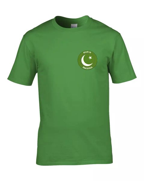 MADE IN PAKISTAN- Pakistan National Pride Badge Youth Tshirt, White;black