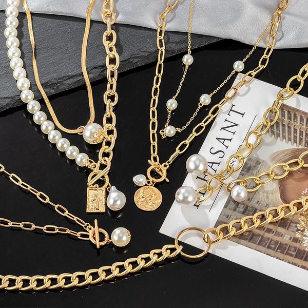 chains lovr bohemian statement multilayer necklaces for women fashion pearl lock badge portrait pendants necklace chokers jewelry gifts, Silver
chains lovr bohemian statement multilayer necklaces for women fashion pearl lock badge portrait pendants necklace chokers jewelry gifts, Silver