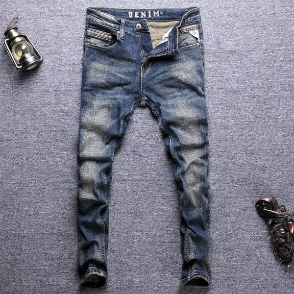 men's jeans ly vintage fashion men retro dark blue elastic slim fit ripped distressed designer stretch casual denim pants
men's jeans ly vintage fashion men retro dark blue elastic slim fit ripped distressed designer stretch casual denim pants