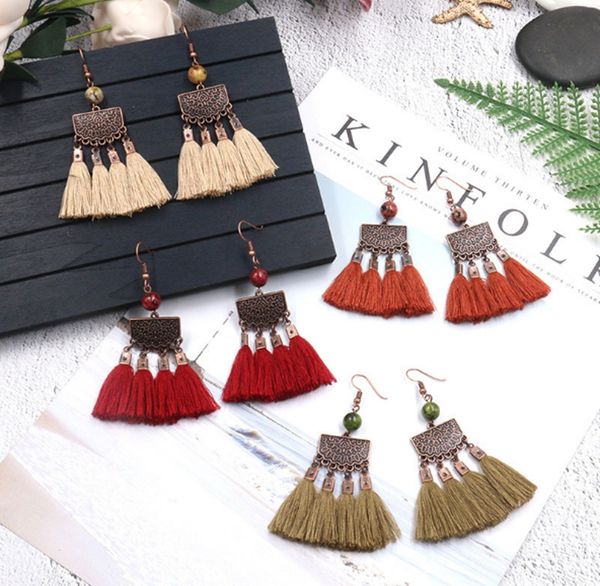 women dangle chandelier tassel pendant earrings fashion retro bohemian national style metal brand wool wheat natural agate jewelry stud, Silver
women dangle chandelier tassel pendant earrings fashion retro bohemian national style metal brand wool wheat natural agate jewelry stud, Silver
