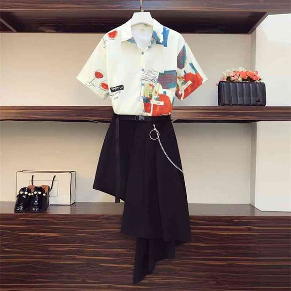 harajuku printted lapel shirt 2 pcs summer set streetwear chiffon chain asymmetry skirt suits pleated culottes 2 piece 210602, White
harajuku printted lapel shirt 2 pcs summer set streetwear chiffon chain asymmetry skirt suits pleated culottes 2 piece 210602, White