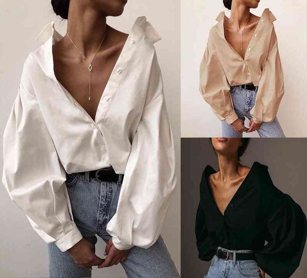 loose chic style fashion womens shirts solid color lantern sleeve buttons office lady elegant spring fall, White
loose chic style fashion womens shirts solid color lantern sleeve buttons office lady elegant spring fall, White