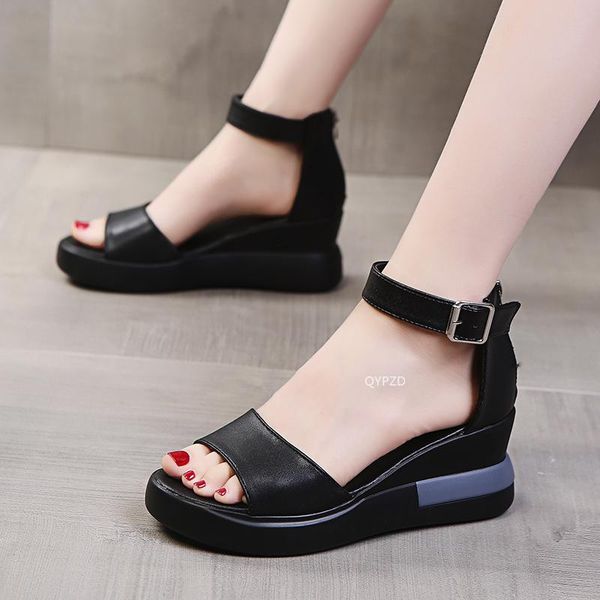 sandals summer women ankle-warp platform wedge heel open toe height increasing buckle zip leisure casual shoes ladies female, Black
sandals summer women ankle-warp platform wedge heel open toe height increasing buckle zip leisure casual shoes ladies female, Black