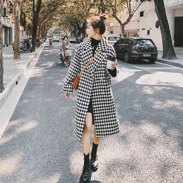 women's wool & blends elegant female long woolen jacket houndstooth loose sleeve chic turtleneck outerwear ladies winter coat cyfk, Black
women's wool & blends elegant female long woolen jacket houndstooth loose sleeve chic turtleneck outerwear ladies winter coat cyfk, Black