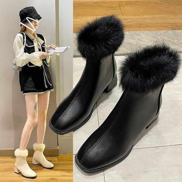 boots winter fur women fashion square toe comfortable thick med-heel woman shoes women's ankle warm, Black
boots winter fur women fashion square toe comfortable thick med-heel woman shoes women's ankle warm, Black