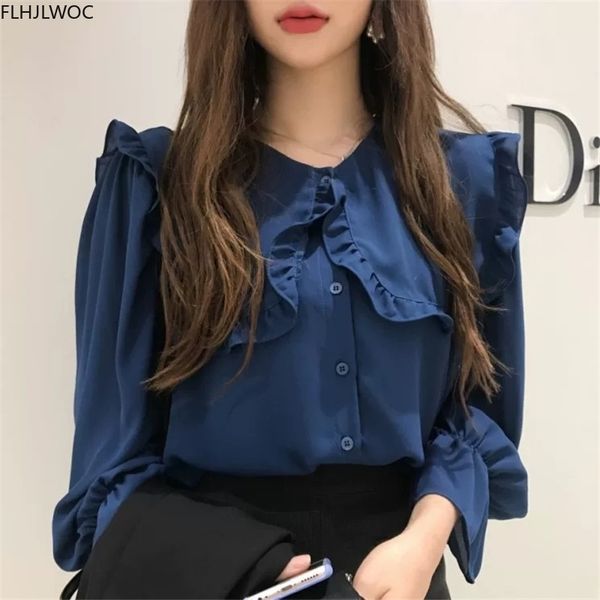 women's blouses & shirts chic korea fashion women flare sleeve cute sweet peter pan collar solid single breasted button 96oj, White
women's blouses & shirts chic korea fashion women flare sleeve cute sweet peter pan collar solid single breasted button 96oj, White