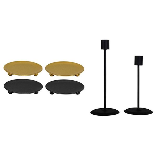 candle holders 4pcs plate holder gold black decorative pillar candlestick & 2x metal candlesticks
candle holders 4pcs plate holder gold black decorative pillar candlestick & 2x metal candlesticks