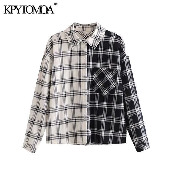 women fashion patchwork check loose blouses vintage long sleeve pockets female shirts blusas chic 210420, White
women fashion patchwork check loose blouses vintage long sleeve pockets female shirts blusas chic 210420, White