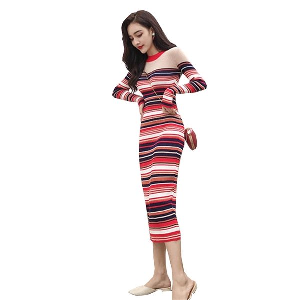 spring autumn women's knit dress chic korean striped slim bag hip sweater bottom female women gd210 210506, Black;gray
spring autumn women's knit dress chic korean striped slim bag hip sweater bottom female women gd210 210506, Black;gray