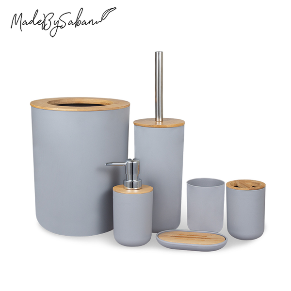 cross-border bamboo and wood bathroom 6pcs set including toothbrush cup rubbish bin soap box liquid bottle bath accessory
cross-border bamboo and wood bathroom 6pcs set including toothbrush cup rubbish bin soap box liquid bottle bath accessory