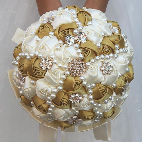decorative flowers & wreaths silk bouquet ivory gold bridal wedding bouquets bridesmaid artificial crystal pearl diamond decoration w22664
decorative flowers & wreaths silk bouquet ivory gold bridal wedding bouquets bridesmaid artificial crystal pearl diamond decoration w22664