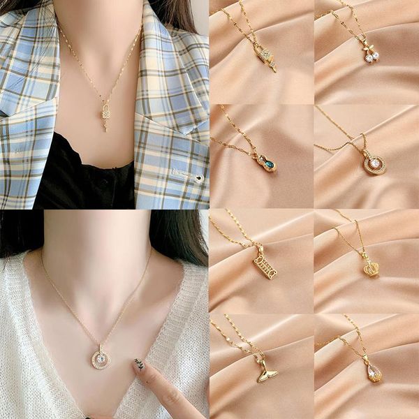 pendant necklaces fashion golden titanium steel necklace women fine zircon mermaid stainless crown korean trend jewelry, Silver
pendant necklaces fashion golden titanium steel necklace women fine zircon mermaid stainless crown korean trend jewelry, Silver