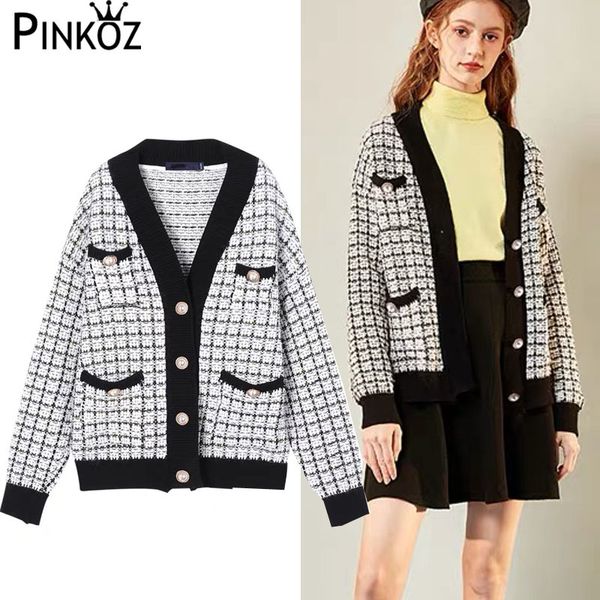 loose cozy knitting cardigan spring autumn button coat woman vintage lattice sweater warm clothes 210421, White;black
loose cozy knitting cardigan spring autumn button coat woman vintage lattice sweater warm clothes 210421, White;black