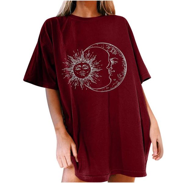 large size long t-shirt ladies fashion star and moon printing pattern casual round neck loose version short sleeve t women's, White
large size long t-shirt ladies fashion star and moon printing pattern casual round neck loose version short sleeve t women's, White