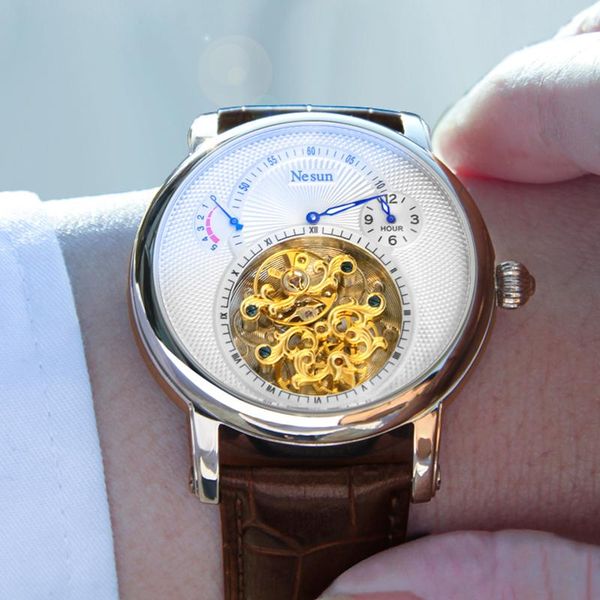 wristwatches nesun brand trend business automatic mechanical watch men's fashion waterproof hollow tourbillon sports relogio masculino, Slivery;brown
wristwatches nesun brand trend business automatic mechanical watch men's fashion waterproof hollow tourbillon sports relogio masculino, Slivery;brown