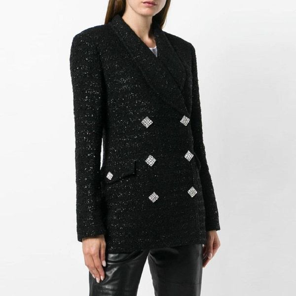 women's suits & blazers 2021 winter runway designer women black shiny ol blazer elegant sequare button double breasted lady formal jack, White;black
women's suits & blazers 2021 winter runway designer women black shiny ol blazer elegant sequare button double breasted lady formal jack, White;black