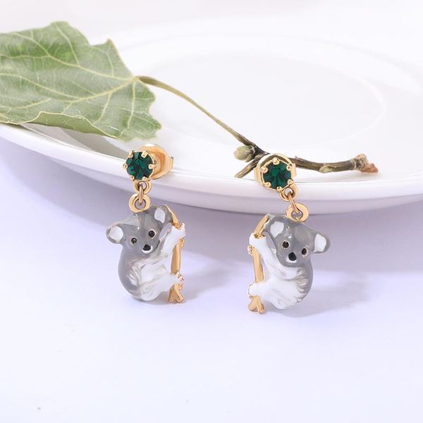dangle & chandelier cute lovely animal koala earrings for women simple elegant enamel sloth gem drop ears jewelry female good gift accessori, Silver 
dangle & chandelier cute lovely animal koala earrings for women simple elegant enamel sloth gem drop ears jewelry female good gift accessori, Silver
