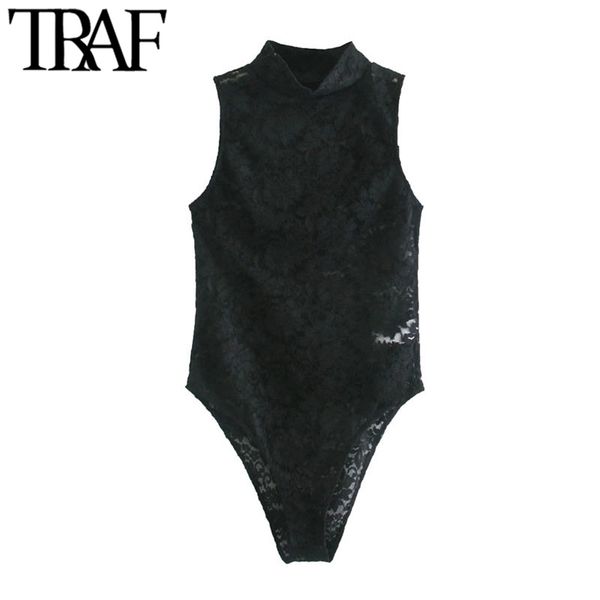 women fashion see through lace bodysuits vintage high neck sleeveless female playsuits chic 210507, Black;white
women fashion see through lace bodysuits vintage high neck sleeveless female playsuits chic 210507, Black;white
