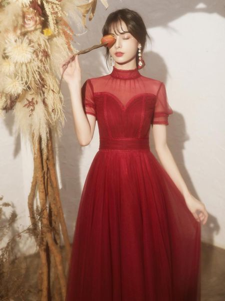 female toast clothing 2021 autumn princess lace fairy modern temperament burgundy bride wedding dress ethnic, Red
female toast clothing 2021 autumn princess lace fairy modern temperament burgundy bride wedding dress ethnic, Red
