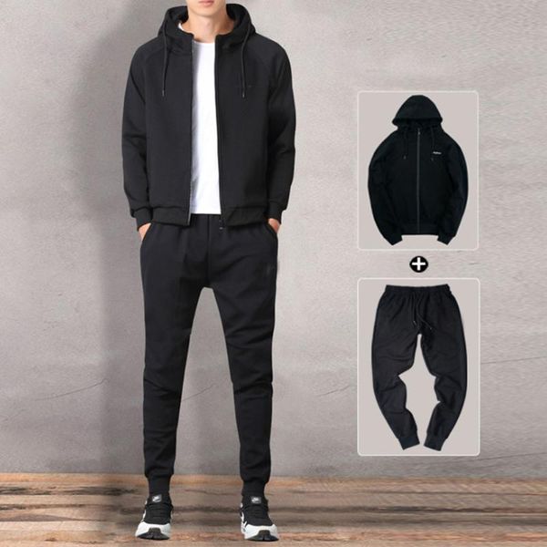 men's tracksuits casual suit autumn and winter sports two-piece plus fleece hooded sweater set, Gray
men's tracksuits casual suit autumn and winter sports two-piece plus fleece hooded sweater set, Gray