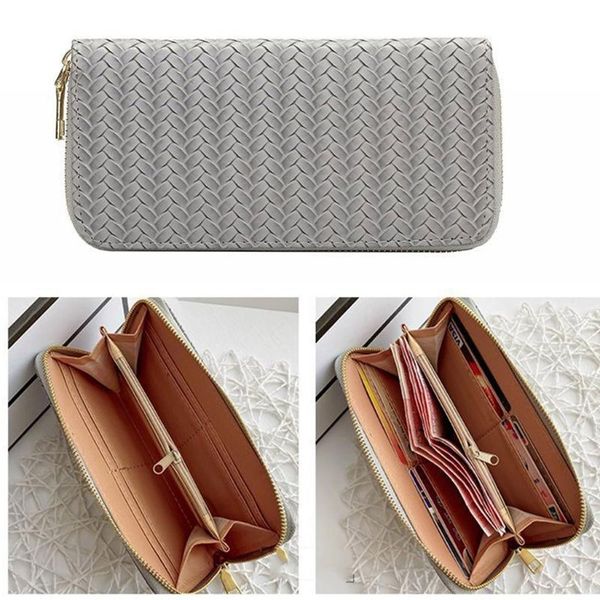 card holders 066c weave faux leather long wallet purse zip around clutch bag phone holder, Brown;gray
card holders 066c weave faux leather long wallet purse zip around clutch bag phone holder, Brown;gray