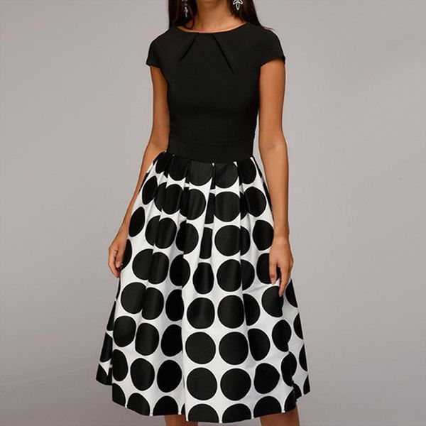 40 elegant polka dot women dress pocket knee length splice short sleeve dresses for party club summer vestido, Black;gray
40 elegant polka dot women dress pocket knee length splice short sleeve dresses for party club summer vestido, Black;gray