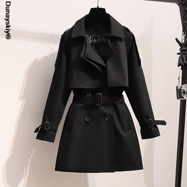 women's trench coats cotton women windbreaker 2021 spring autumn mid-length tooling british style ladies coat with belt, Tan;black
women's trench coats cotton women windbreaker 2021 spring autumn mid-length tooling british style ladies coat with belt, Tan;black