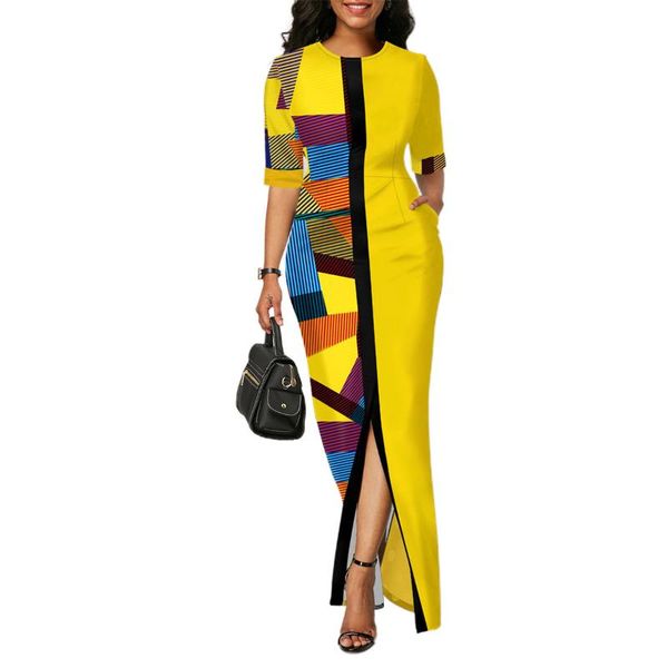casual dresses ladies fashion half sleeve dress women elegant round collar geometric printing splicing temperament maxi for ball party, Black;gray
casual dresses ladies fashion half sleeve dress women elegant round collar geometric printing splicing temperament maxi for ball party, Black;gray