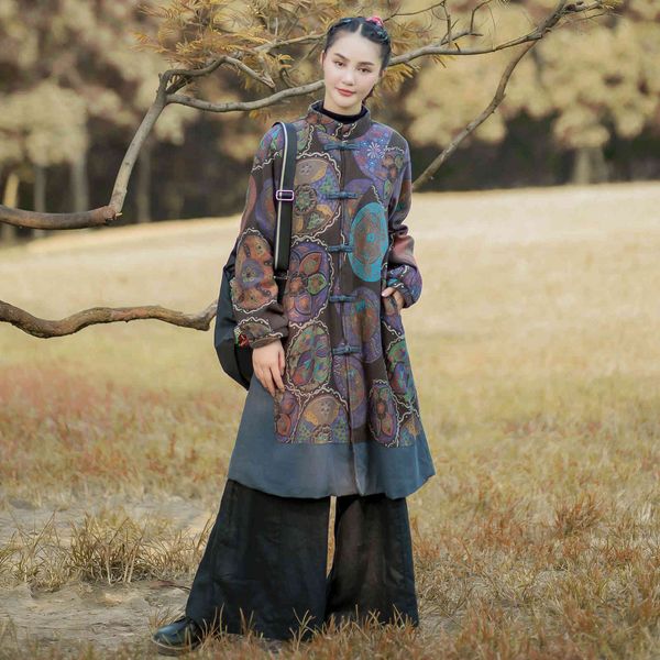 johnature women vintage print floral parkas stand long sleeve button coats winter warm chinese style women parkas coat 210521, Black
johnature women vintage print floral parkas stand long sleeve button coats winter warm chinese style women parkas coat 210521, Black