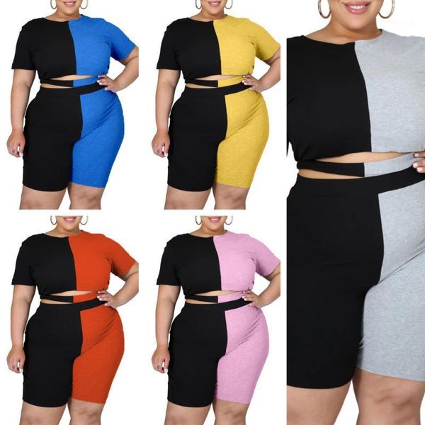 women's tracksuits plus size two piece clothing custom navel bearing personality stitching contrast solid color casual shorts suit, Gray
women's tracksuits plus size two piece clothing custom navel bearing personality stitching contrast solid color casual shorts suit, Gray