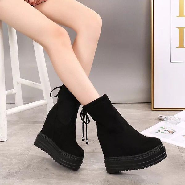 boots thick-soled women's booties 13cm increased casual fashion high-heeled plus velvet muffin, Black
boots thick-soled women's booties 13cm increased casual fashion high-heeled plus velvet muffin, Black